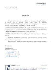 Referencje od Mostostal Warszawa SA